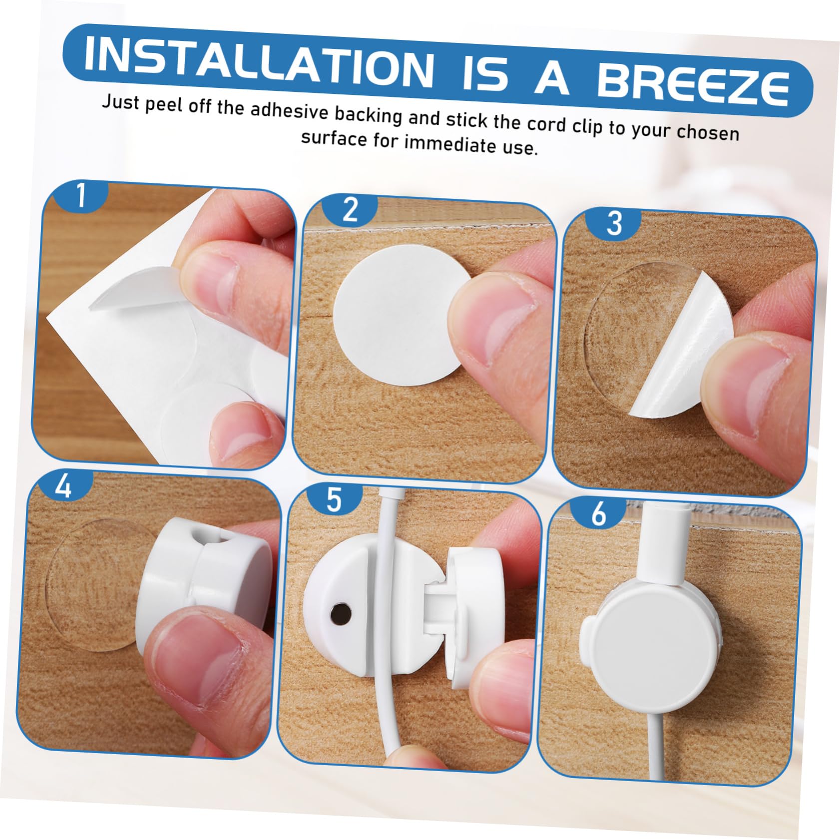 6pezzi Clip Magnetiche per Cavi Organizzatore per Cavi Adesivo Chiusura Magnetica per Auto Uffici Casa Fissaggio Sicuro Tenuta Magnetica Installazione Semplice Applicazione