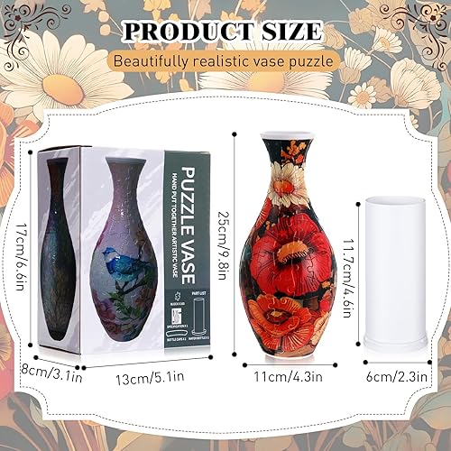 Miniatura 3 de Jarrón de rompecabezas 3D hecho a partir de 160 piezas de plástico curvadas 3D, regalo de inauguración de la casa para arreglos florales y