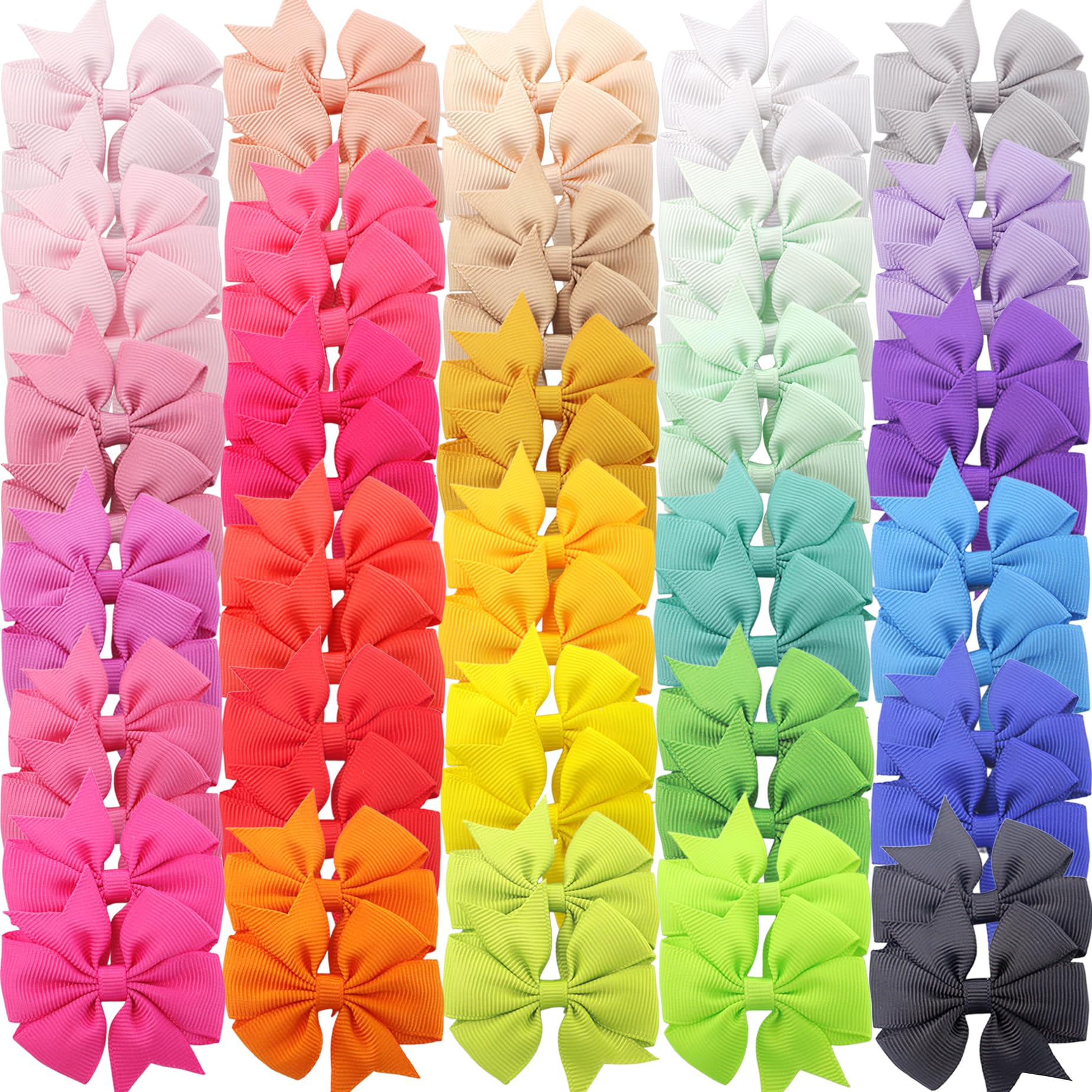 Babymatch 60Pcs Baby Hair Bows Clips: 2 inch Fully Lined Clips for Infant Toddler Girls (30 pairs) - hair accessories | Mubboo
