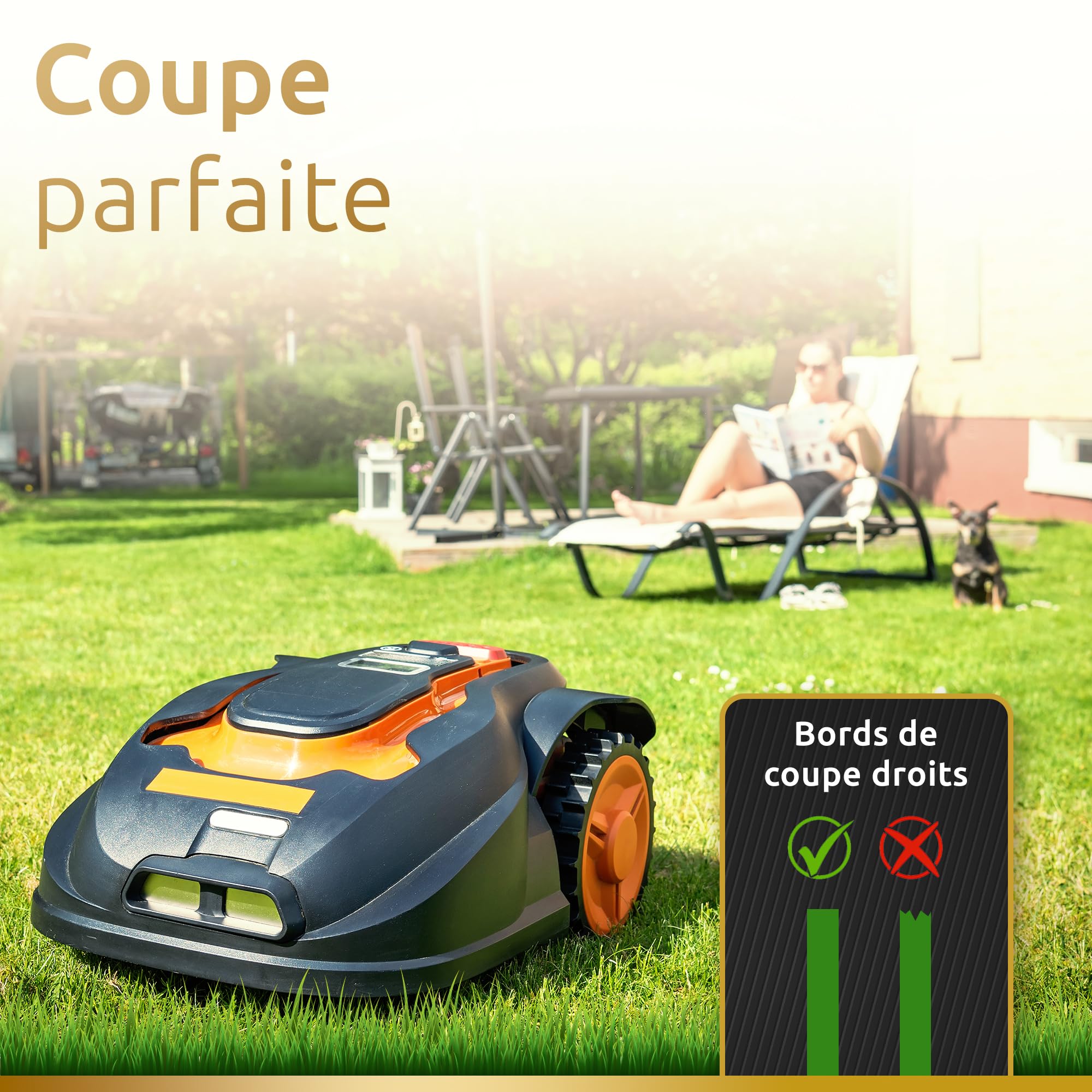 ECENCE 60 Lames Robot Tondeuse avec revêtement en Titane, vis incluses - compatibles avec Husqvarna Automower, Gardena, McCulloch Rob, Flymo, Yardforce, Lames de Rechange