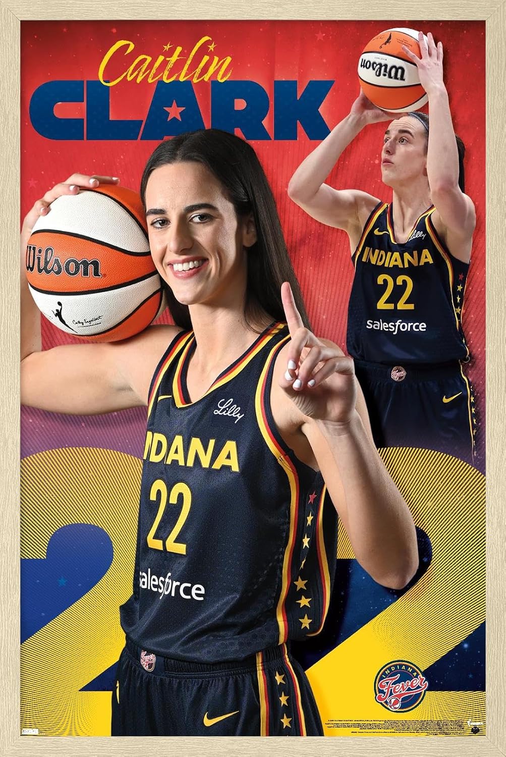 Trends International WNBA Indiana Fever - Caitlin Clark 24 Wall Poster, 34L x 22.4W, Black Framed Version