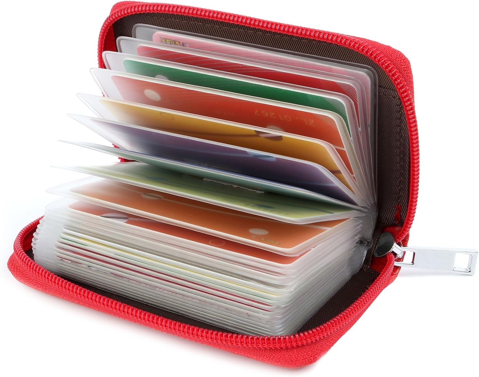 GERIINEER Credit Card Holder Wallets for Women Men Leather 26 Card Slots (Red)