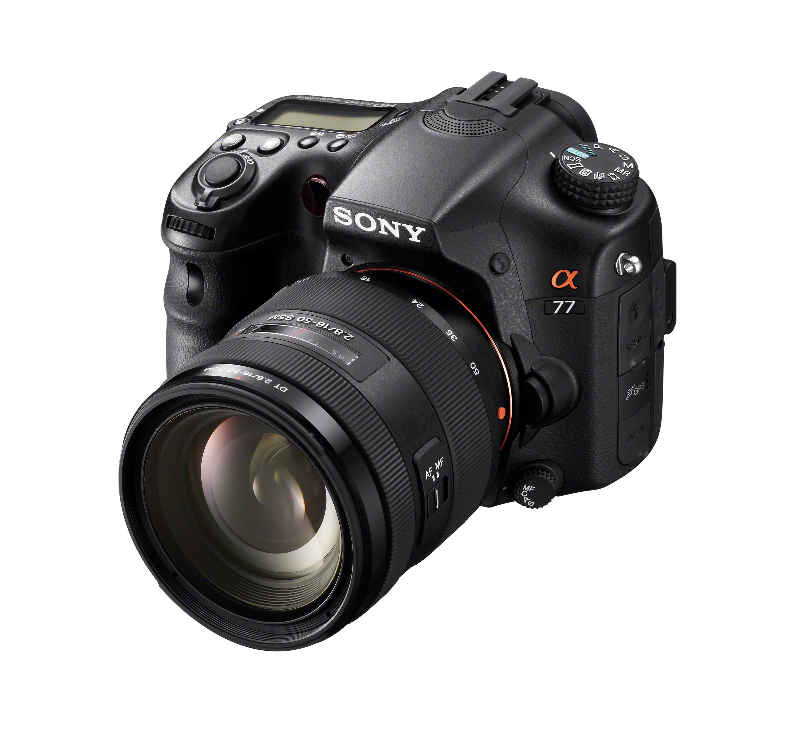 Sony SLT-A77VQ SLR-Digitalkamera (24 Megapixel, 7,6 cm (3 Zoll) Display, bildstabilisiert) Kit inkl. SAL 16-50mm DT F2.8 SSM Objektiv schwarz