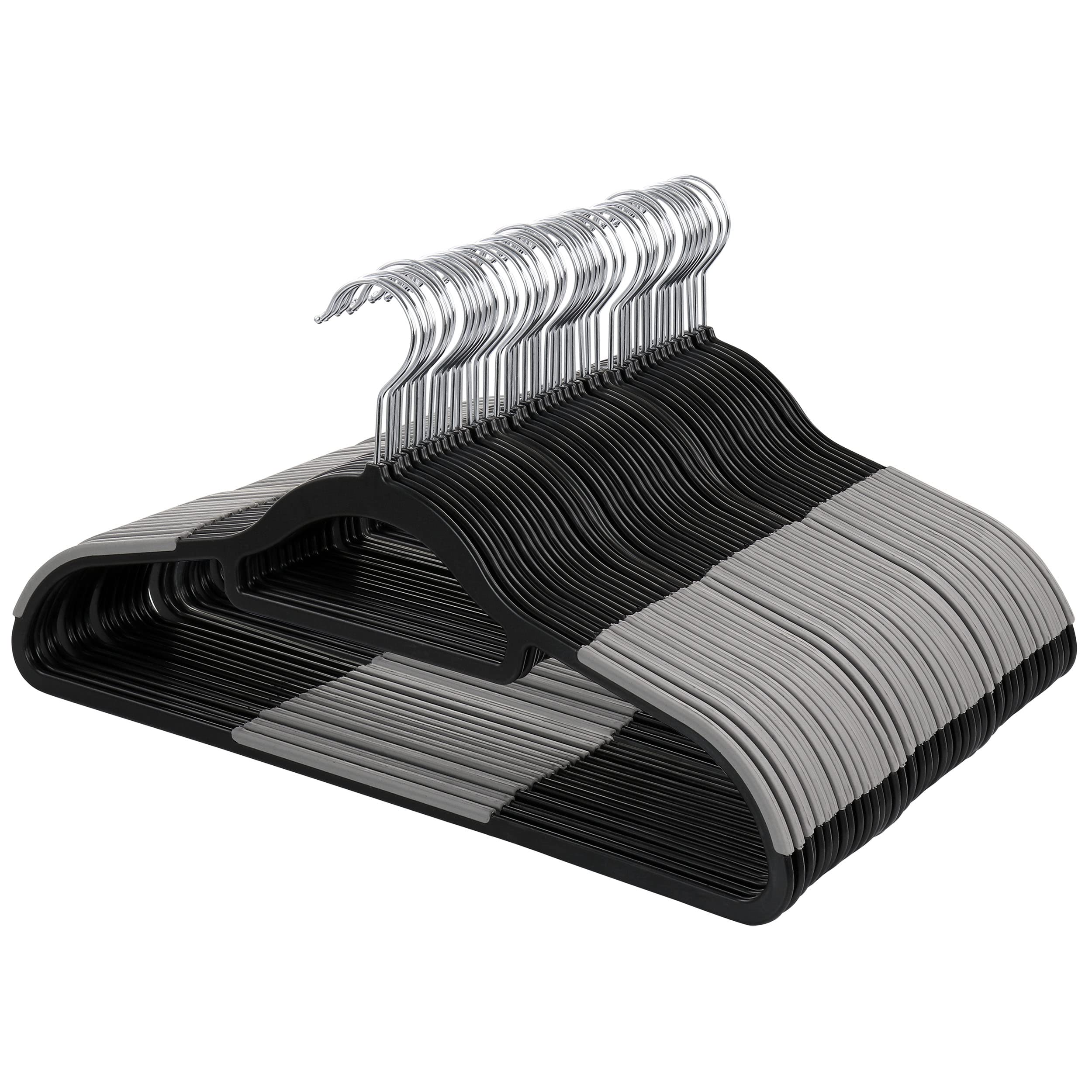 Elama Home 50 Piece Plastic Non Slip Hanger in Black and Gray,ELH-50