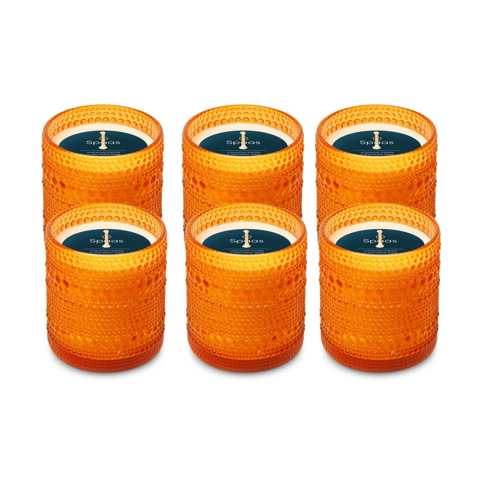 Spaas Orange 6X Unscented Candle In Marrakesh Glass, ±55H,