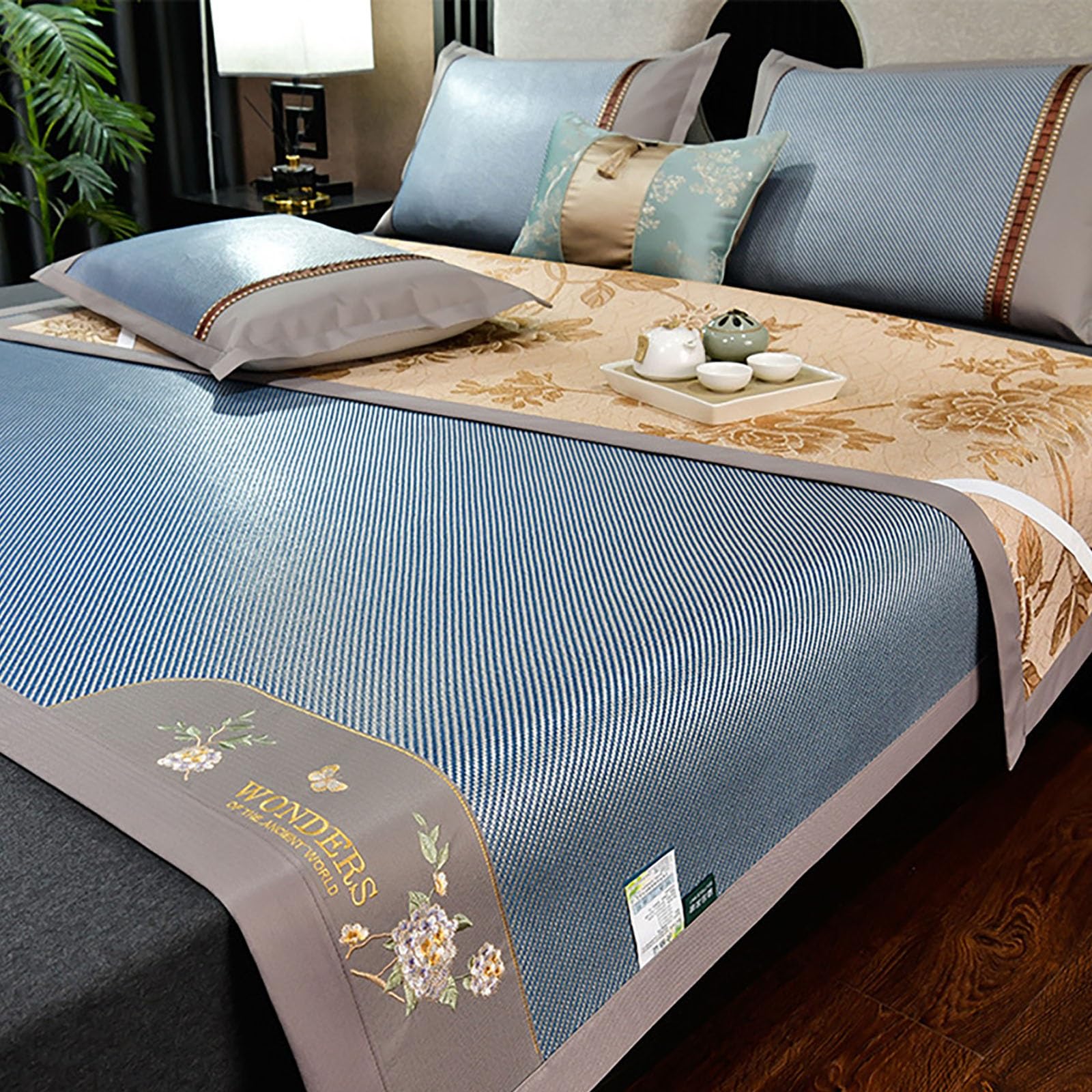 Summer Sleeping Mat, Summer Cooling Bamboo Mattress Topper, Foldable Double Sided Breathable, Multiple Sizes(90 * 195cm)