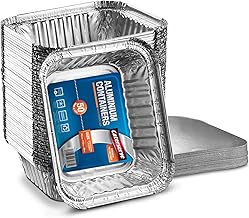 50 Small Aluminum Foil Trays Containers with Paper Lids 500ml | Great for Meal Prep Baking Food Storage Takeaway Tins | by Caterserve