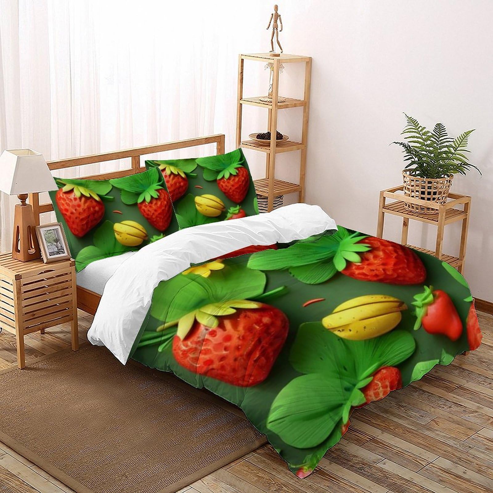 Linge de lit microfibre 200x200cm imprimé 3D dessin animé végétal et fruits