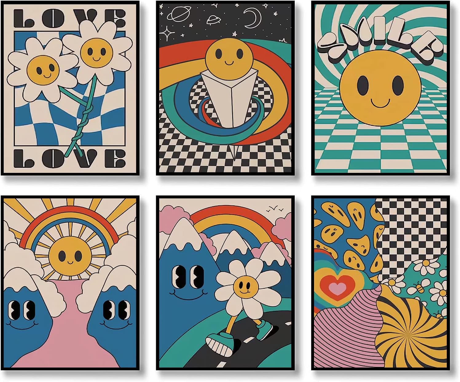 Amazon.com: bcf Hippie Wall Art Prints,Vintage Wall Decor Prints Set of ...