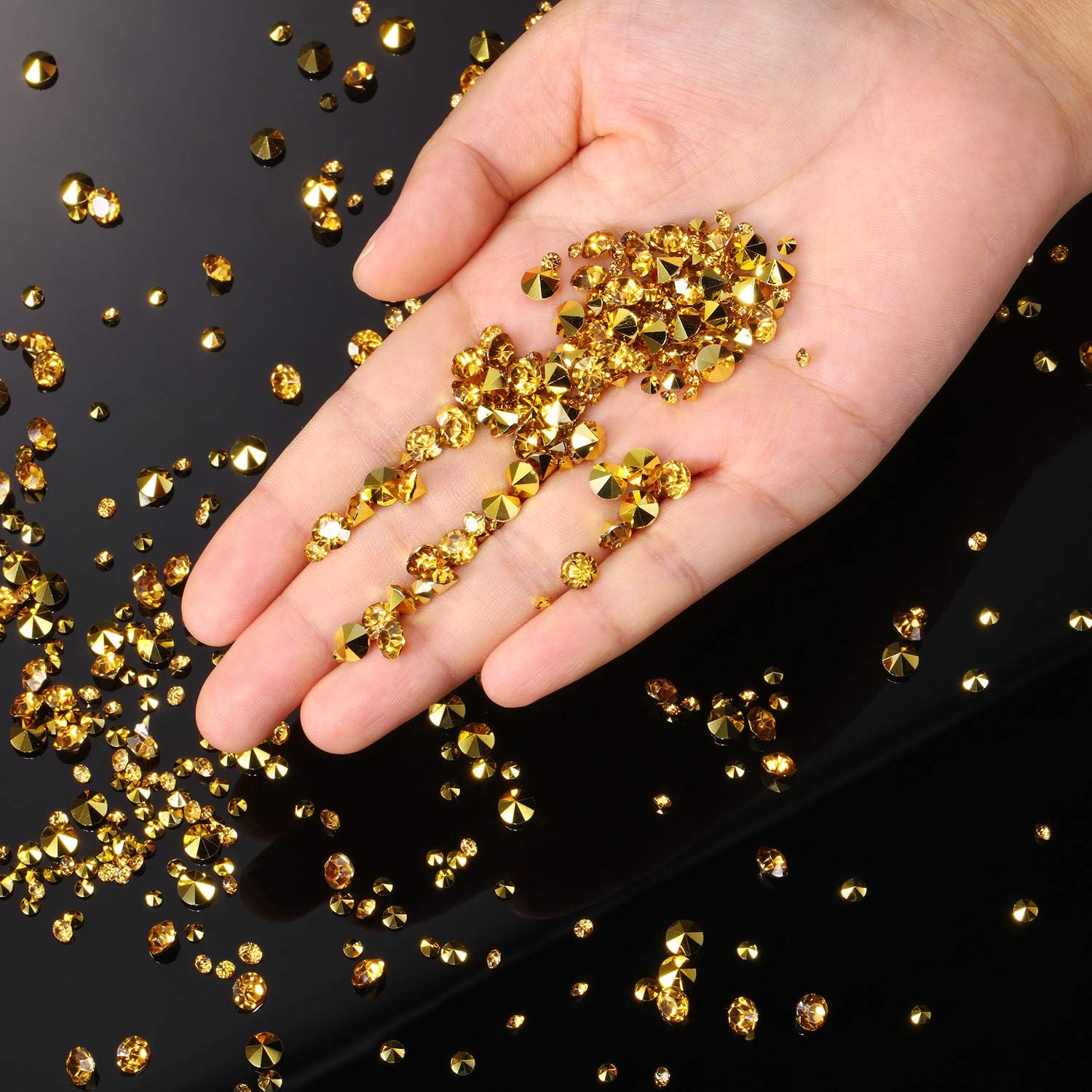 10000 Clear Wedding Table Scatter Confetti Crystals Acrylic Diamonds Rhinestones for Table Centerpiece Decorations Wedding Decorations Bridal Shower Decorations Vase Beads (Gold, 3 mm, 6 mm and 10 mm) - Image 3