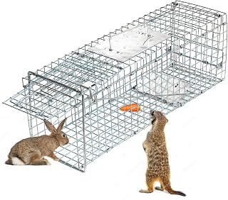 HomGarden Live Animal Trap Catch Release Humane Rodent Cage for Rabbit, Groundhog, Stray Cat, Squirrel, Raccoon, Mole, Gopher, Chicken, Opossum & Chipmunks Nuisance Rodents 24inch