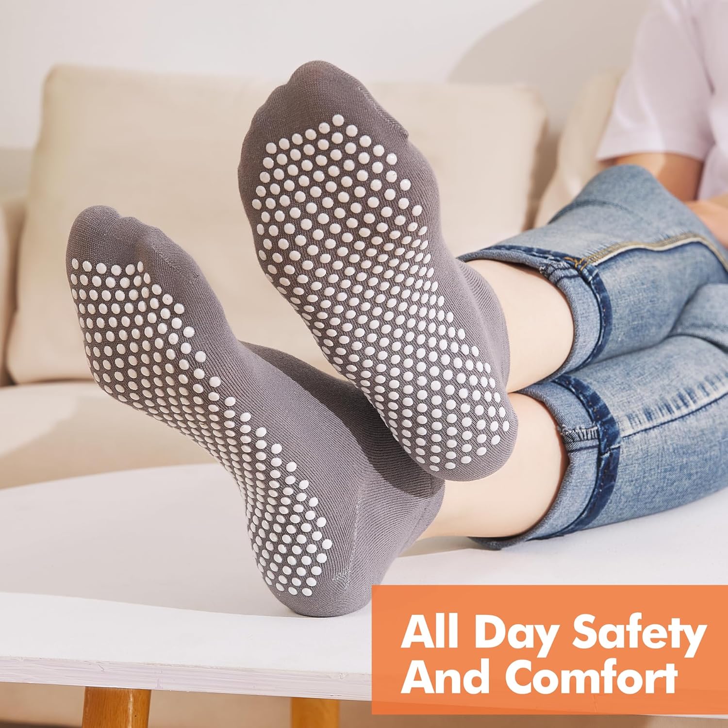 Grip Socks for Women & Men- Non Slip Sticky Grippy Socks Woman Gripper Slipper Sock for Hospital Yoga Pilates - Image 6
