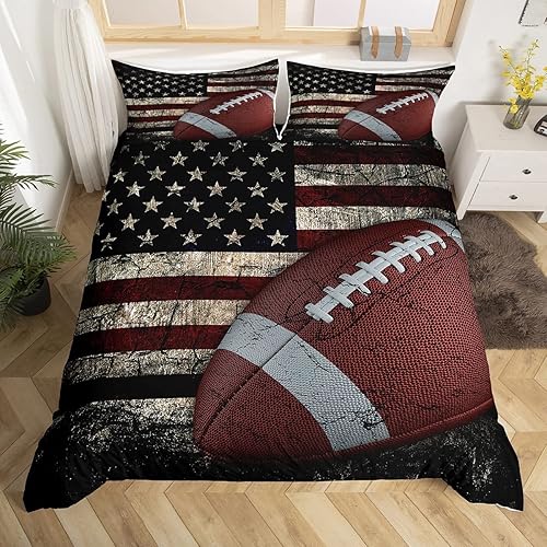 Miniatura 2 de Erosebridal Funda de edredón de bandera estadounidense, funda de edredón de fútbol para niños, juego de ropa de cama individual de fútbol y juegos