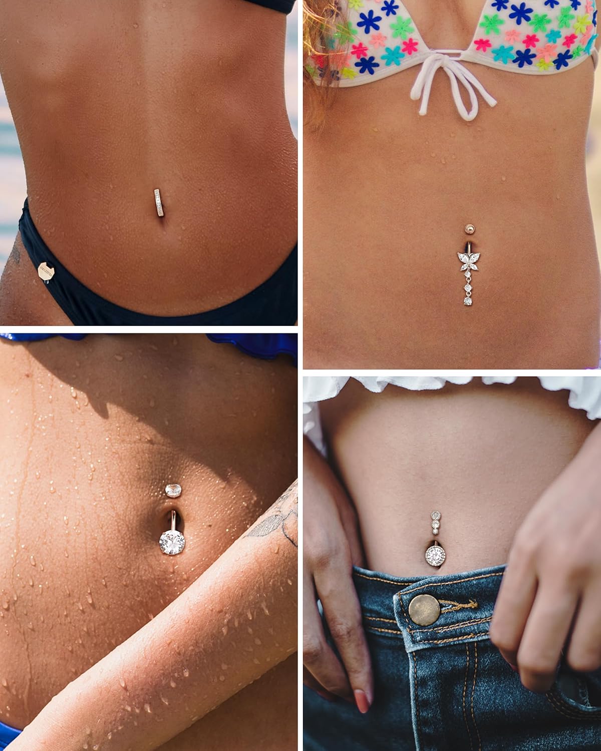 sailimue 11Pcs Gold Belly Button Ring - Surgical Stainless Steel 14G Navel Belly Button Piercing Jewelry Hypoallergenic Dangle Belly Rings for Women Silver/Gold - Image 5