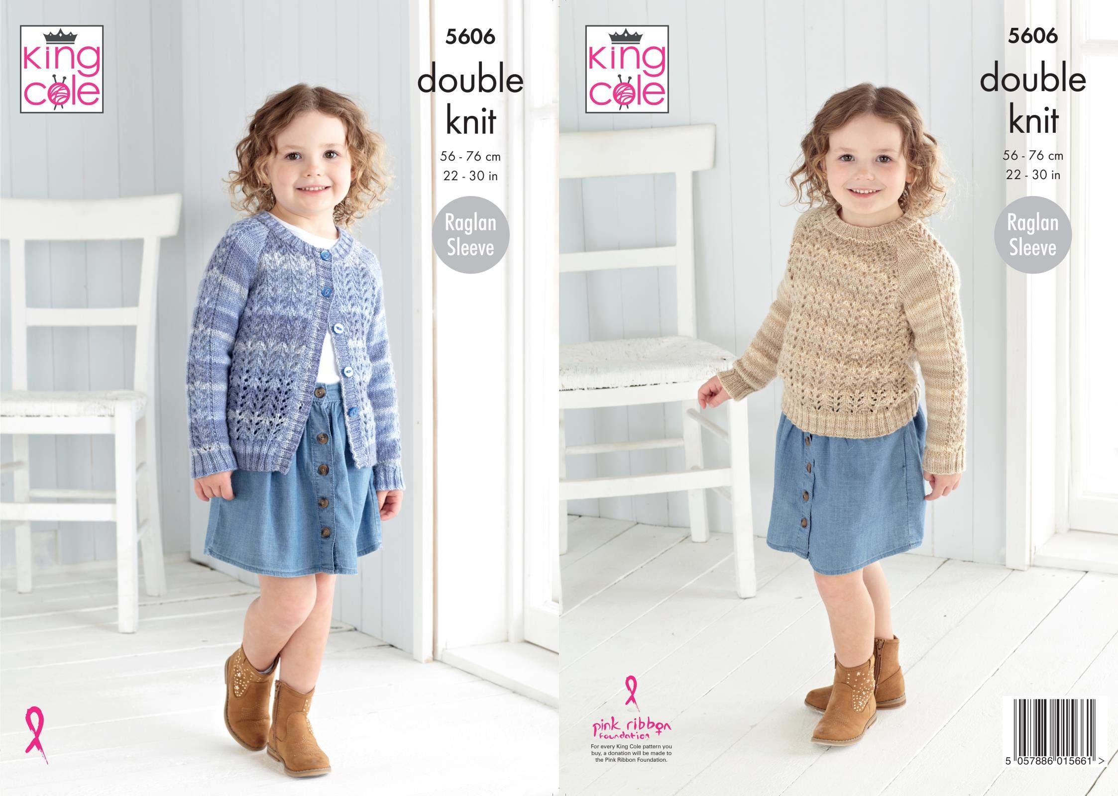King Cole DK Knitting Pattern Sweater and Cardigan 5606