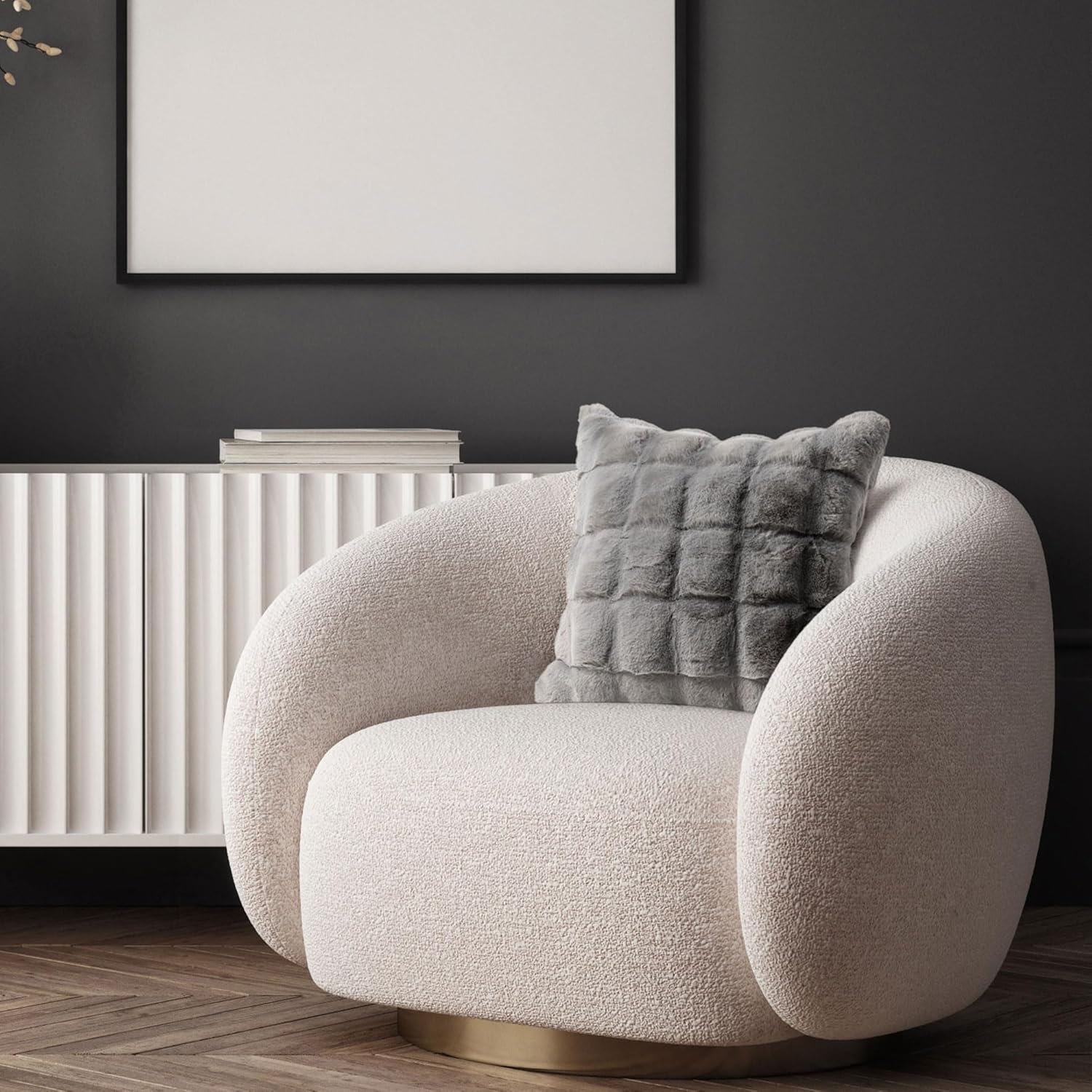 Mon Chateau 20" x 20" The Sculpted Square Pillow, Filled with 100% Duck Feather for Plush Comfort, Soft Decorative Accent for Couch, Bed, or Sofa, Cozy Living Room Decor, Ashen Stone