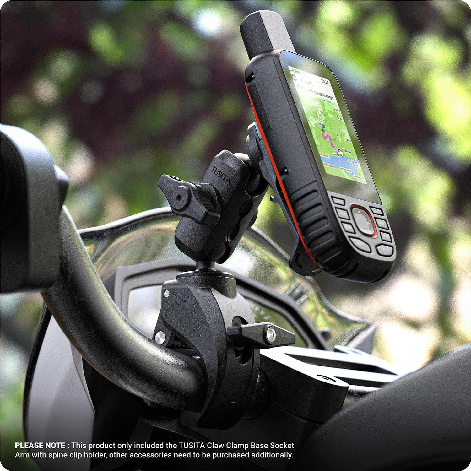 TUSITA Motocyklowy ATV/UTV Uchwyt Kompatybilny z Garmin Ręcznym GPS - Podstawa Zacisku