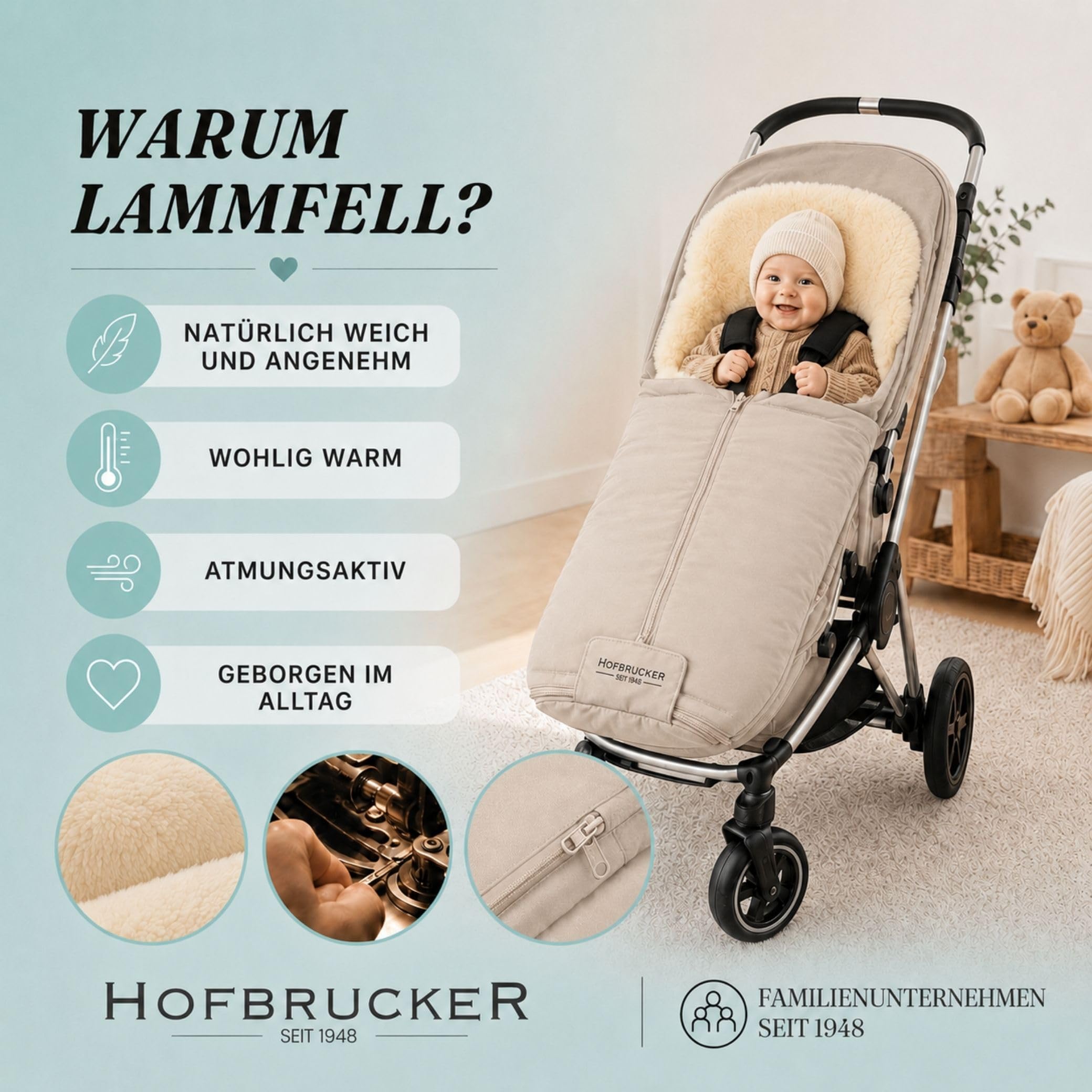 Hofbrucker seit 1948 Saco portabebés (piel de cordero) Iglu Beige Única