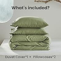 Vista 5 de Simple&Opulence - Juego de funda de edredón 100 % lino, 3 piezas con cierre de botón de coco, de lino francés lavado, color liso, suave, Verde salvia