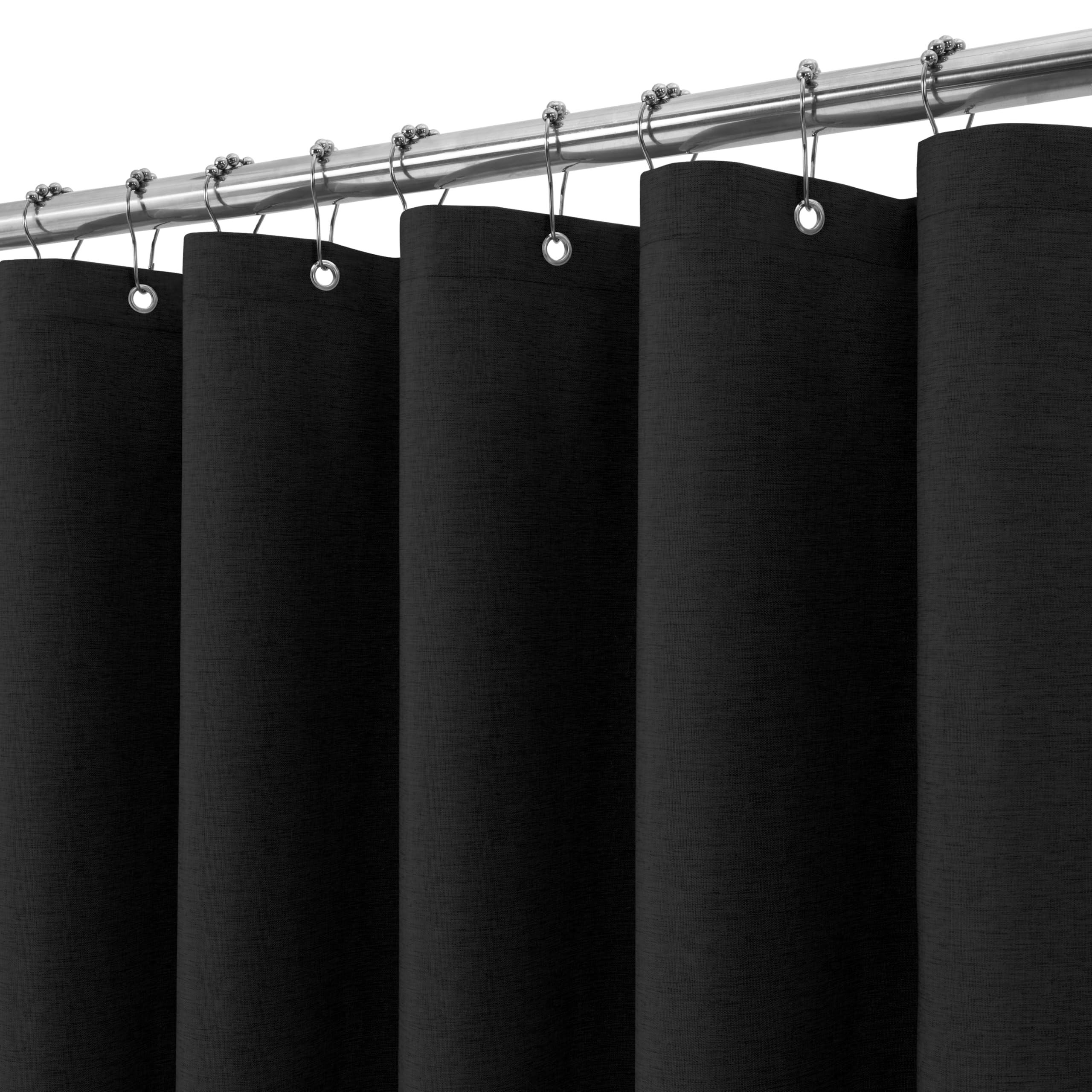 VANZAVANZU Duschvorhang mit Metall Duschvorhangringe Stoff Textil Badewannenvorhang Anti Schimmel Bad Vorhang Set Wasserdicht Badewanne Vorhang Schwerer Shower Curtain Badezimmer