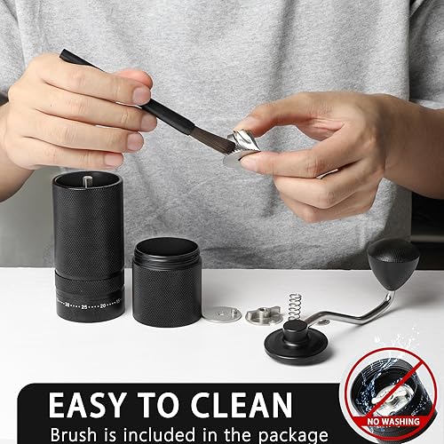 Miniatura 5 de Molinillo de café manual con rebabas de acero inoxidable, molinillo de café de mano, ajuste de molienda ajustable externo para expreso, prensa