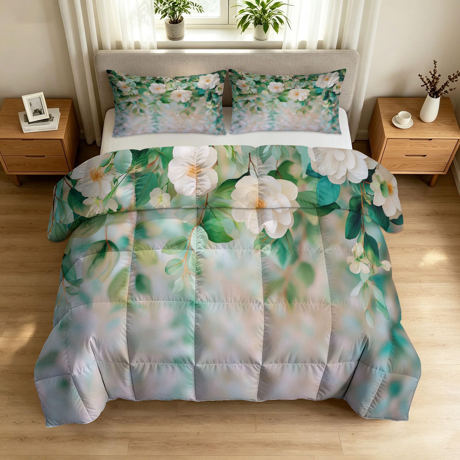 Piumino senza rivestimento, 220 x 240 cm, 4 stagioni, lavabile, fiori di peonia, delicato sulla pelle, design romantico ad acquerello, biancheria da letto leggera reversibile con 2 federe da 80 x 80