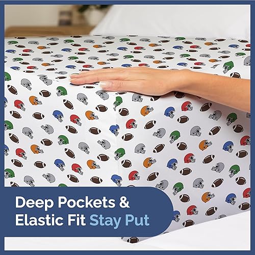 Miniatura 6 de Juego de sábanas de fútbol americano para niños, tamaño individual, sábanas divertidas para camas individuales, bonitas sábanas para niños pequeños