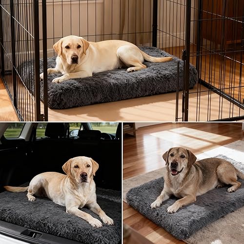 Miniatura 7 de Cama ortopédica para perros medianos, memoria de doble capa y espuma para jaula de huevos, funda de felpa cálida y lavable para invierno, forro