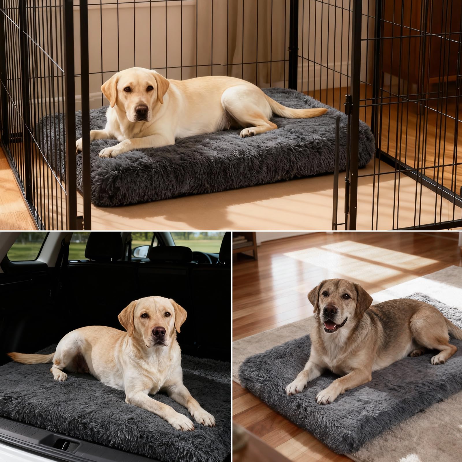 Orthopedic Dog Bed for Medium Dogs, Dual-Layer Memory & Egg-Crate Foam, Washable Warm Winter Plush Cover, Waterproof Liner, Non-Slip Bottom, Crate/Kennel Pad, 35 x 22 Inch, Dark Gray - image 7
