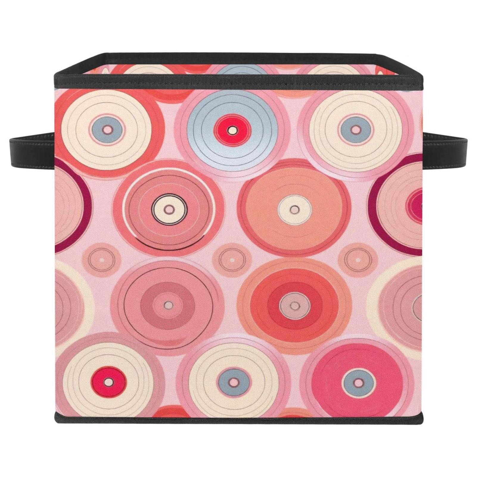 Panier de rangement disques roses durable pour organisation de chambre