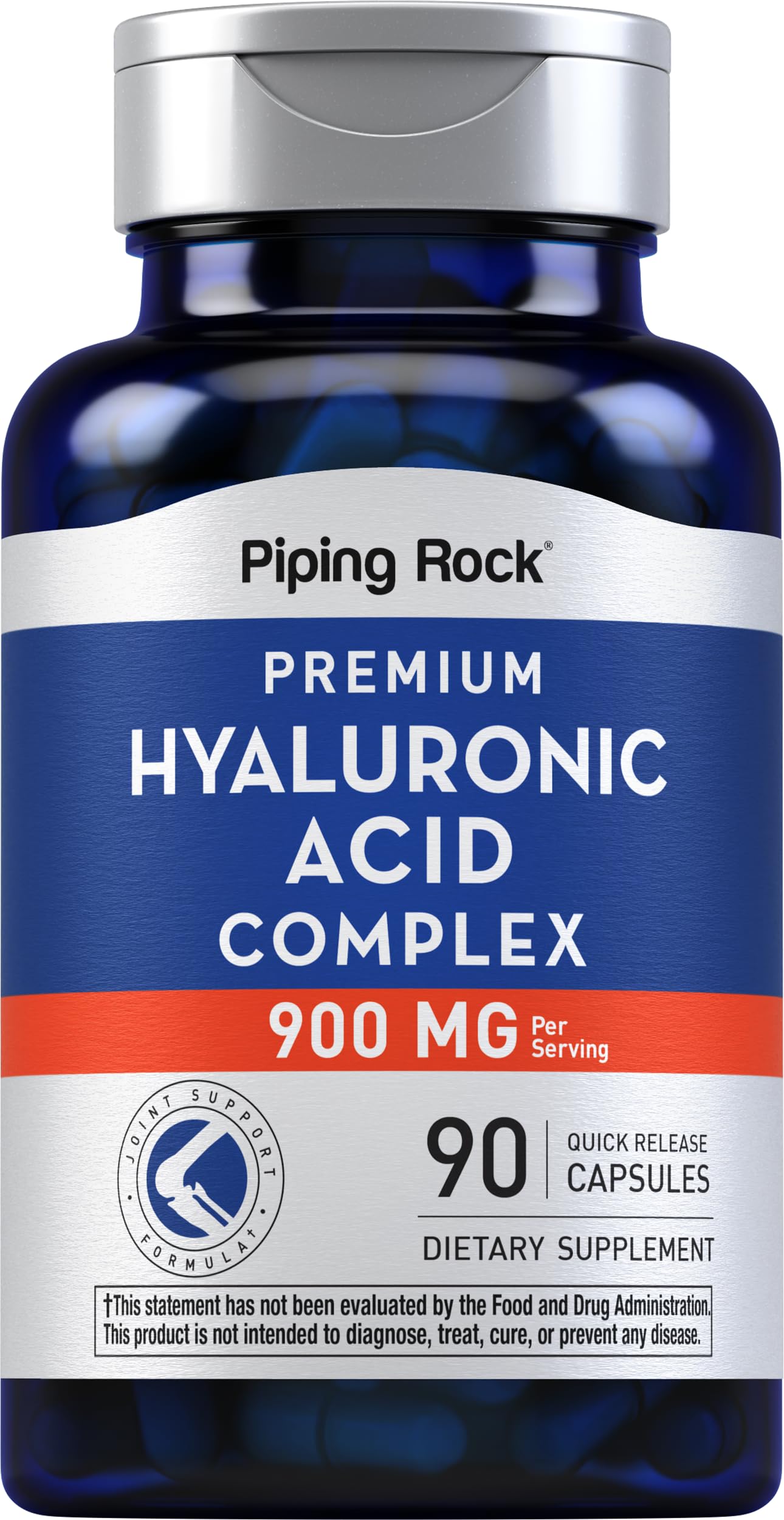 Piping Rock Hyaluronic Acid Supplement | 900mg | 90 Capsules