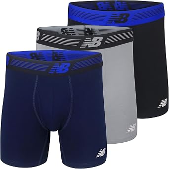 New Balance Men's No Fly Mesh Jersey Boxer Brief Breathable Lightweight Moisture Wicking Underwear 3 Pack Boxer Briefs