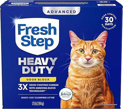Fresh Step Arena aglutinante para gatos, avanzada y resistente, control de olores de 30 días de larga duración con carbono que elimina olores, 17.5