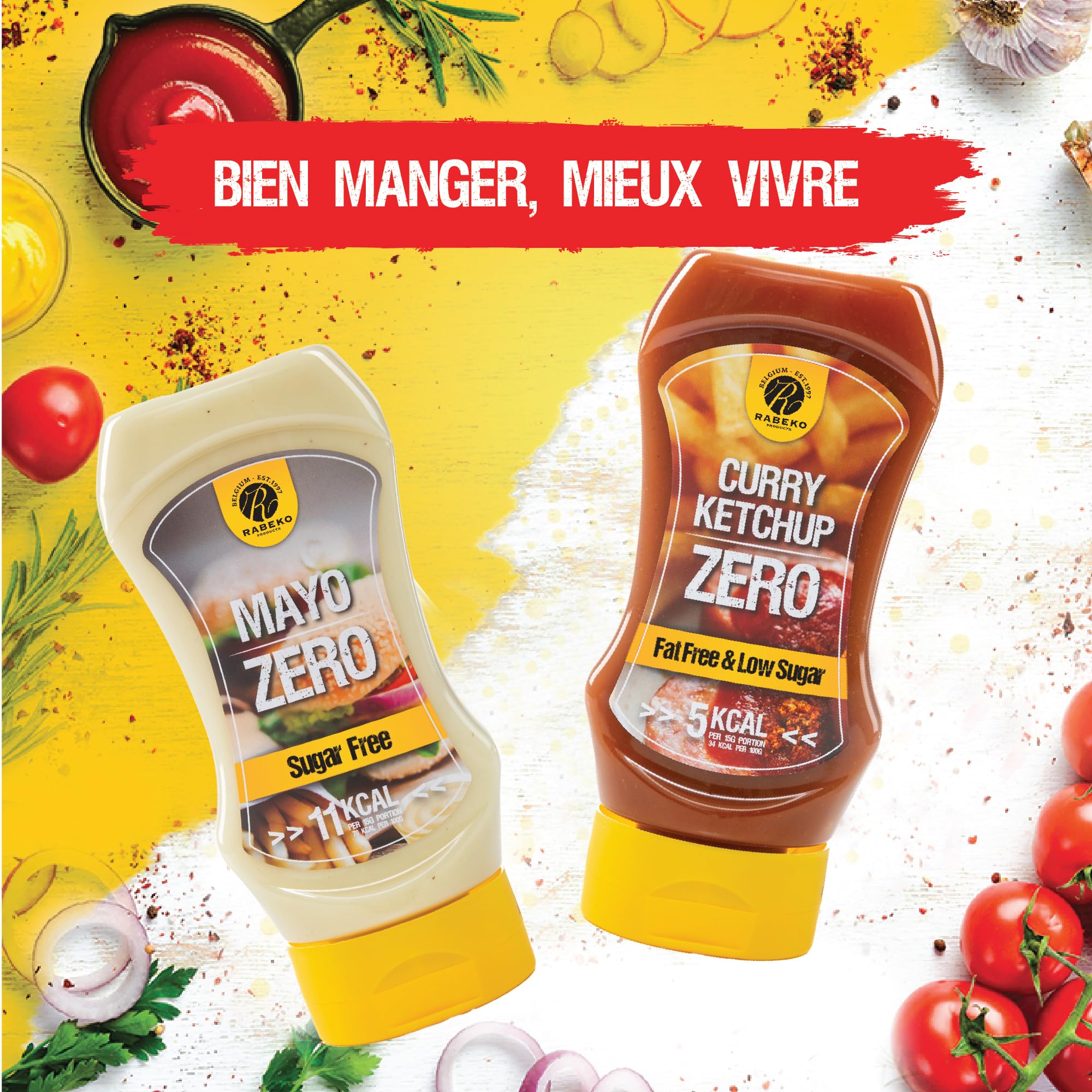Rabeko Zero Salsa mostaza con miel sin azúcar baja en grasas 3 x 350 ml