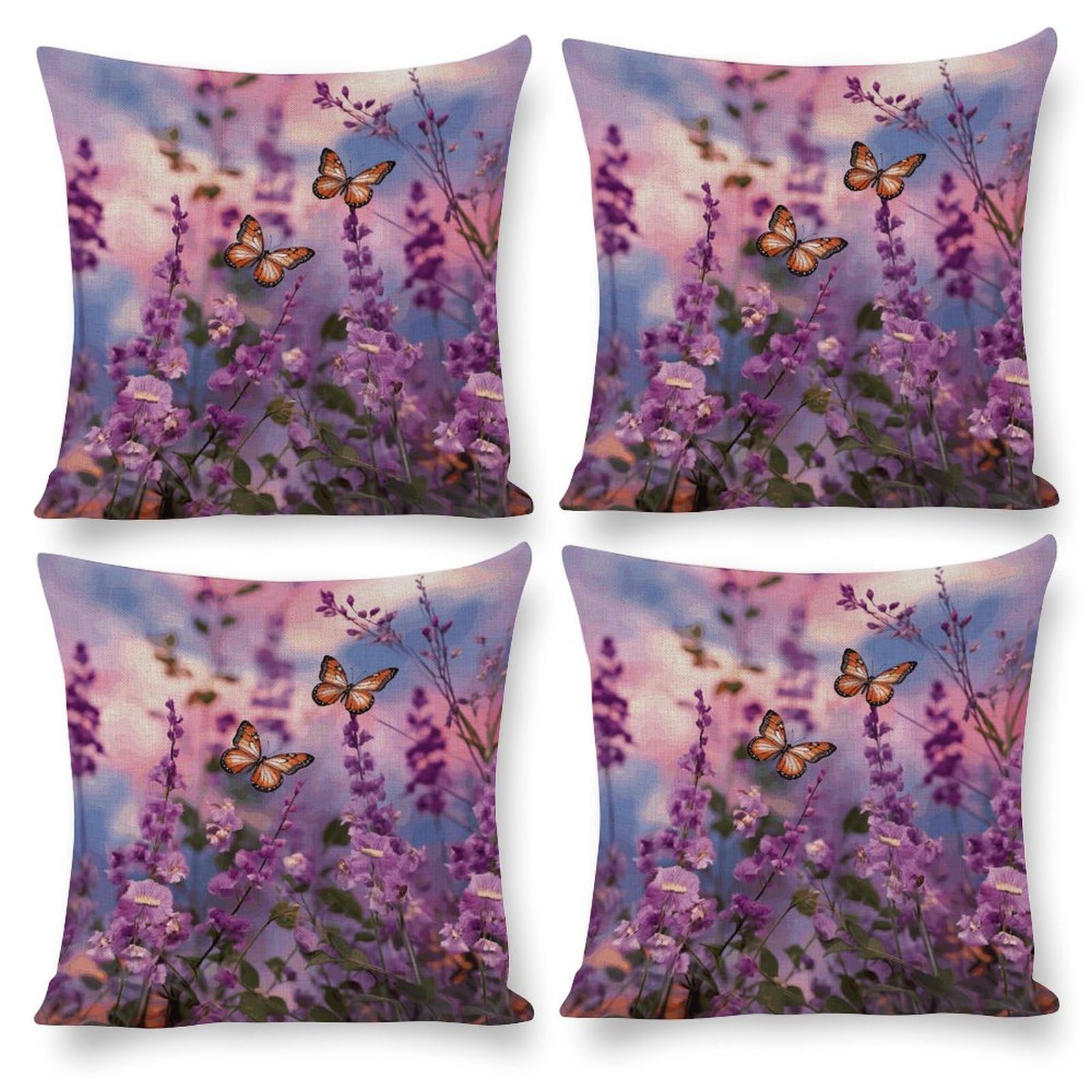 Housse de coussin fleurs et papillons pour un salon style campagne