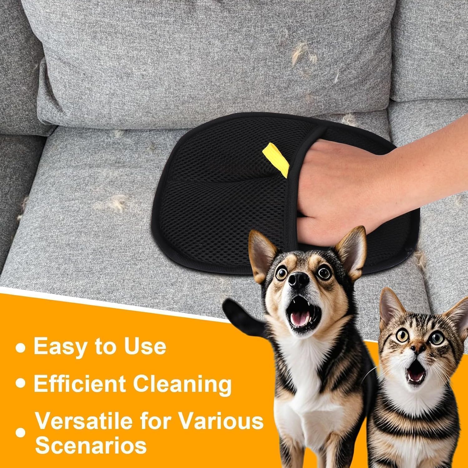BELARO Pet Hair Removal Tool, Electrostatic Pet Hair Remover,Static Removal Gloves for Pet Hair, Dog and Cat Hair Remover Gloves Set for, Clothes, Car, Carpet, Bed,Furniture (Black) 3