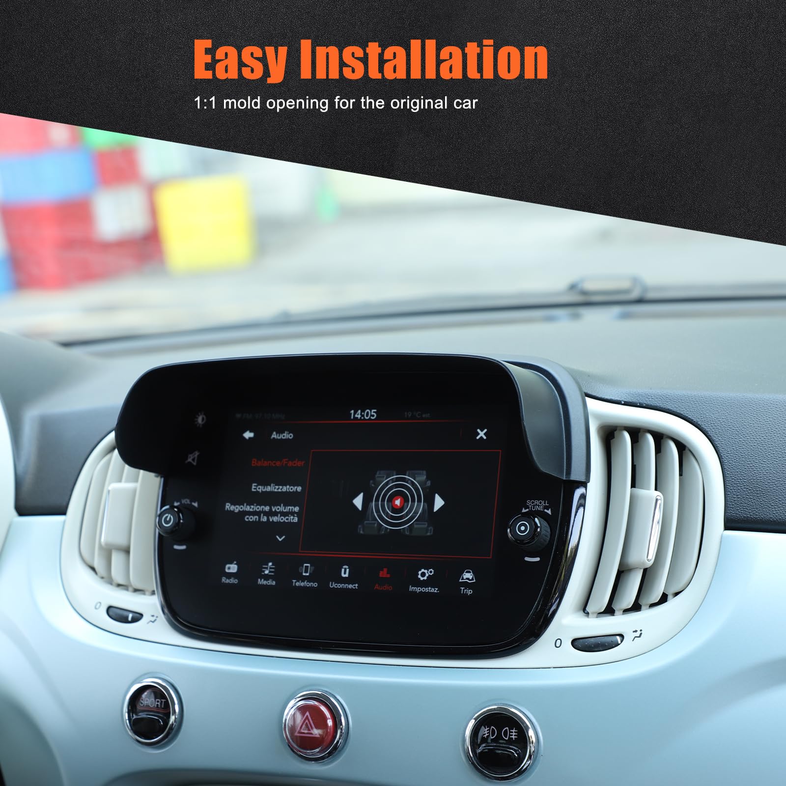 Auto GPS Navigator Sonnenblende Geeignet für FIAT 500 2016-2024,Navigationsgerät Sonnenblende Blendschutz,Navigationsgerät Sonnenschirm Haube für FIAT 500 Zubehör