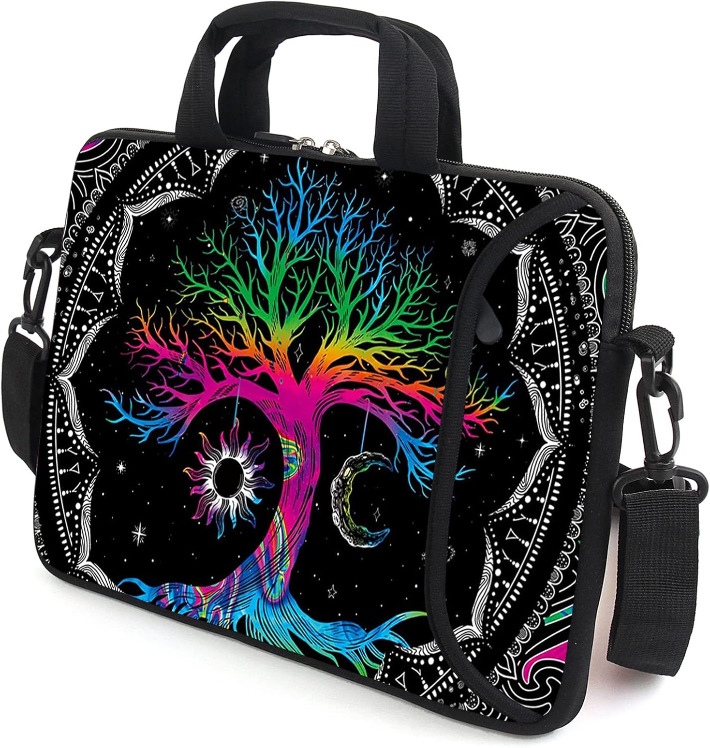 AMARY 17" Laptop Shoulder Bag Carrying Case Adjustable shoulder straps, comfortable handle, front pocket for storing mouse (Color Tree)