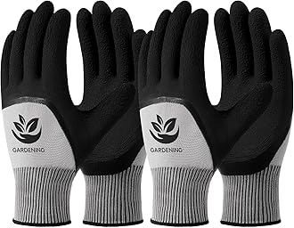 Trifabricy Garden Gloves for Women Men - 6 Pairs Breathable Hard-wearing Latex Coated Gardening Gloves for Women, Indoor/Outdoor Protective Working Gloves with Grip, Black & Grey