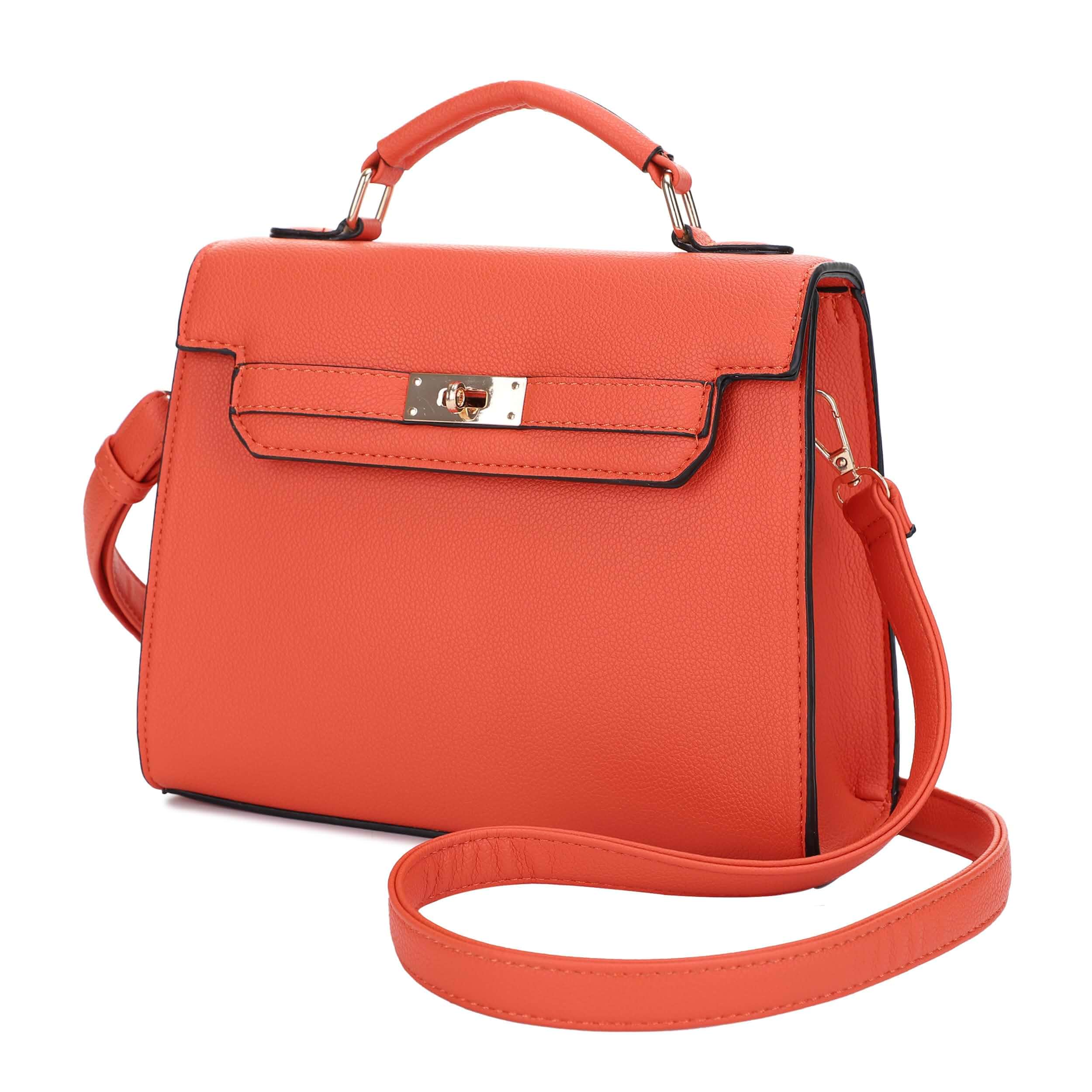 EVVE Women's Top Handle Satchel with Detachable Strap Small Pebbled Leather Fashion Crossbody Bag