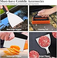 Vista 6 de Kit de 27 accesorios de plancha para Blackstone, herramientas profesionales de parrilla plana Hibachi, juego de regalo de espátula ampliada