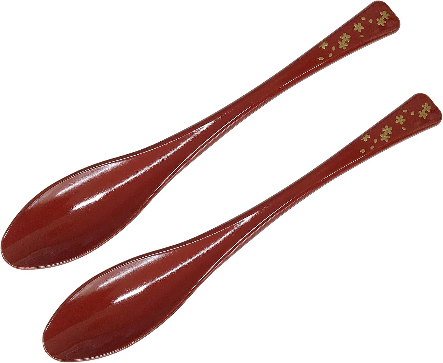 Wagasumi Lacquer H-60-19 Dishwasher Safe Irrigation Spoon, Red Gold Flower 2-Piece Set
