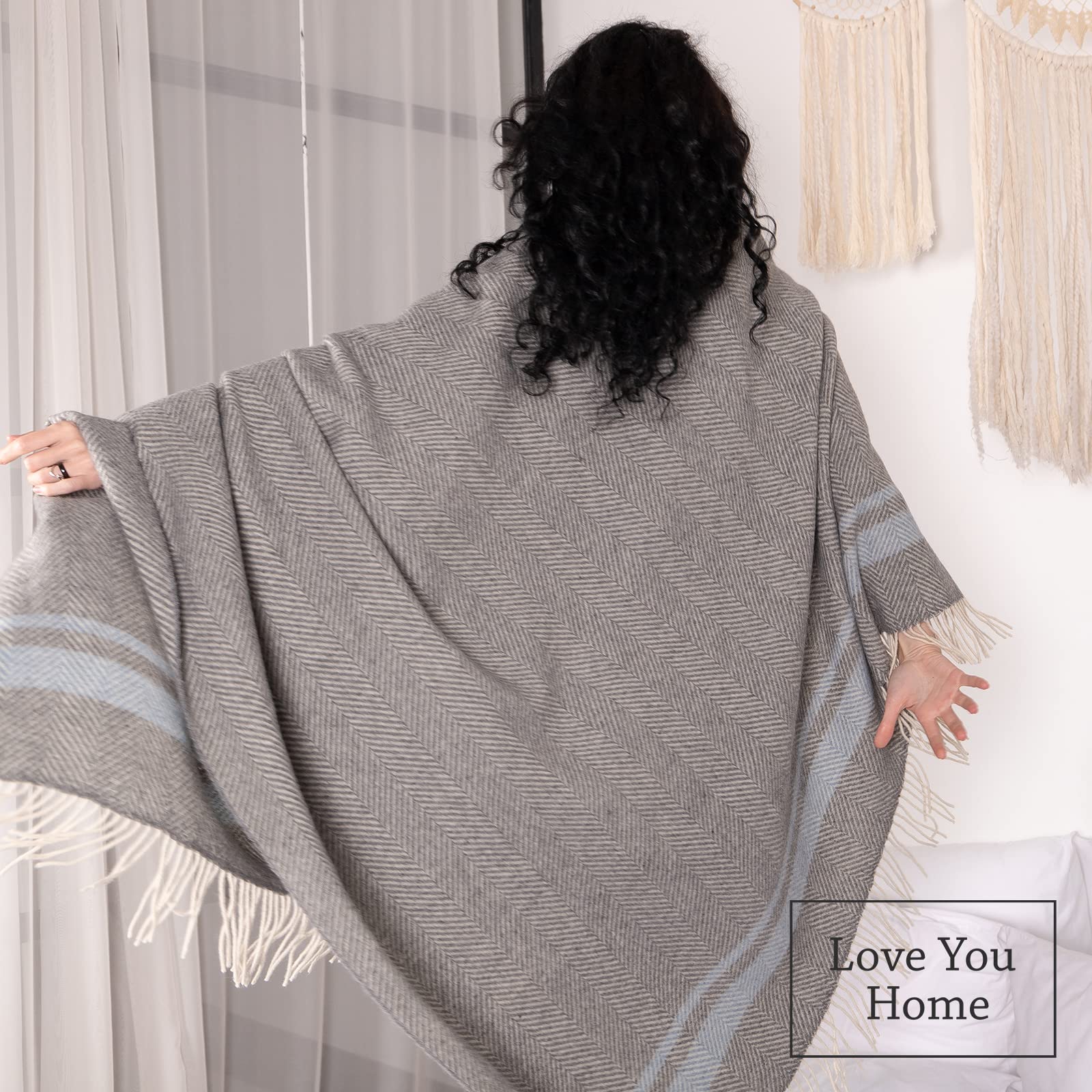 GLAESER Fair De Luxe Couverture Plaid En Pure Laine 100 % Laine | Couverture De Canapé | Couverture De Canapé | Plaid Confortable Et Souple | (Rose Clair