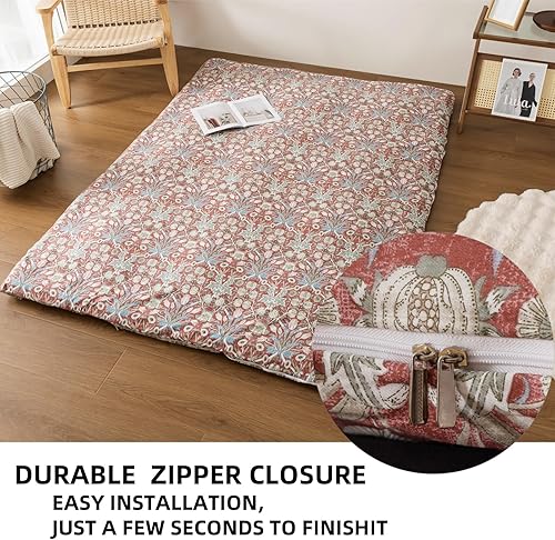 Miniatura 3 de Funda de futón 100% algodón para colchón de futón japonés con cremallera, tamaño individual, matrimonial, queen, lavable a máquina, súper suave