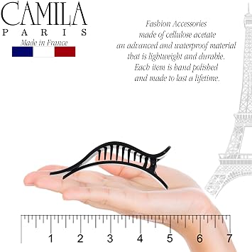 Camila Paris CP922B French Flat Hair Clips for Women, 3.75 Inch Duckbill Alligator Hair Clip, Girl Flat Claw Clips Styling Accessories for Women, Strong Non Slip Grip Jaw Clip, Made in France