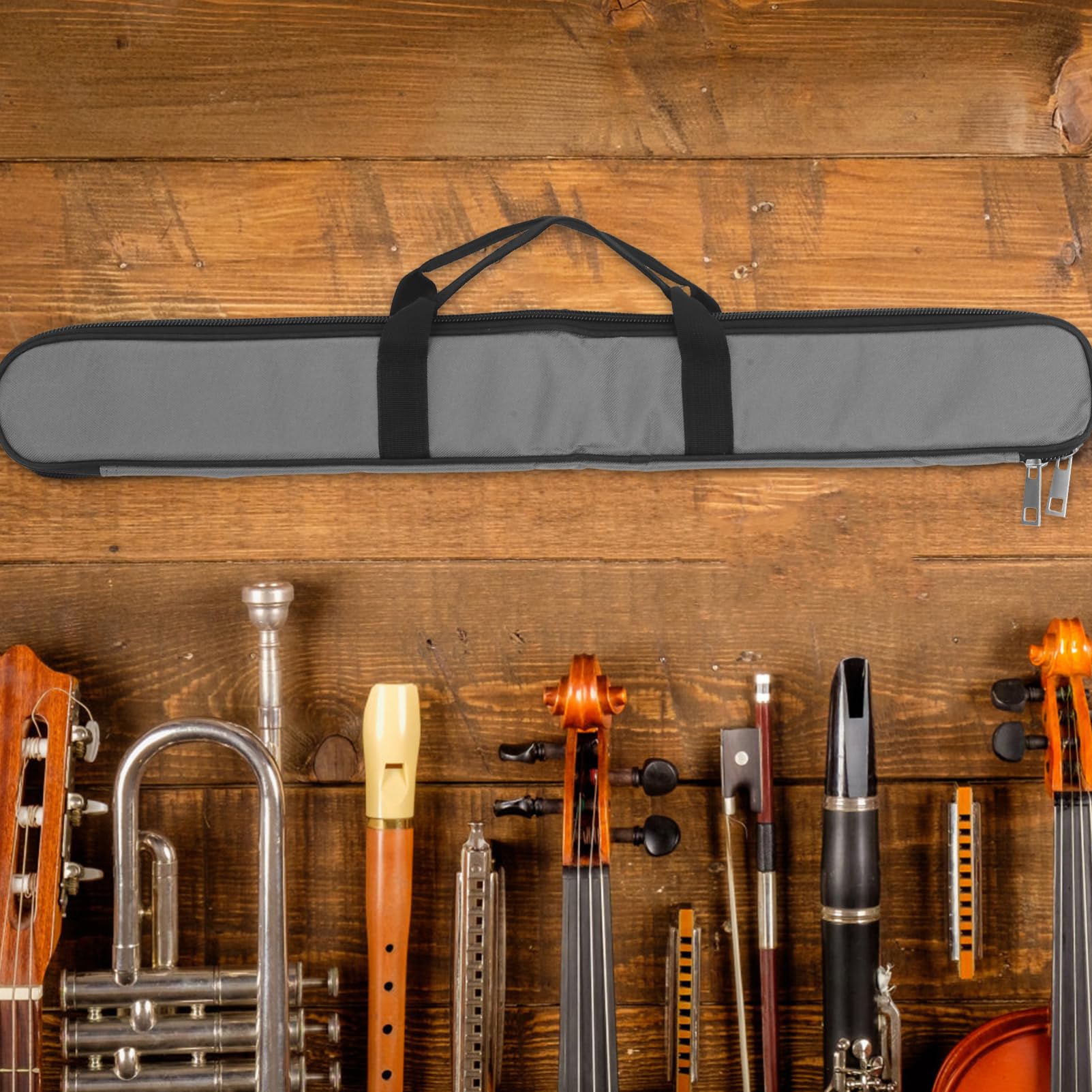 Bolsa De Flauta De Bambú Portátil Llevar Bolsa De Transporte Flauta Portador Bolsa De Instrumentos Musicales Accesorio Funda De Flauta Funda De Flauta Gris Tela Oxford