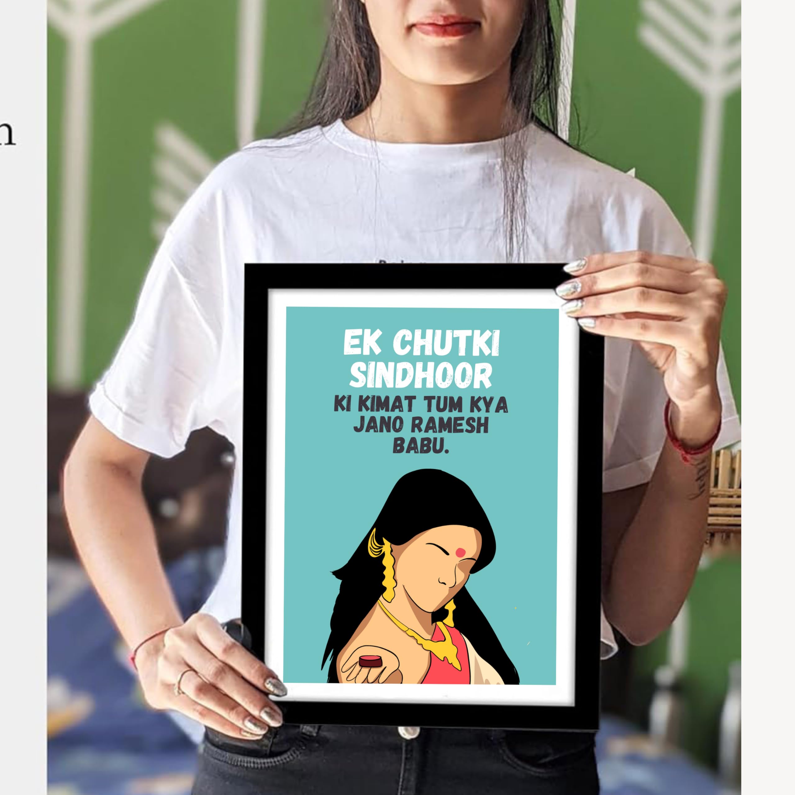 GOOD HOPE Bollywood Movie Om Shanti Om Poster Frame Movies Funny Dialogues Ek Chutki Sindoor Dialoges Framed Posters Actress Actor Photo Frames For wall decoration home bedroom living room hall Restraunt Cafe Wall Decor Paintings Sticker wallpaper Hostel Boys Girls. (10 x 13 Inch) 3