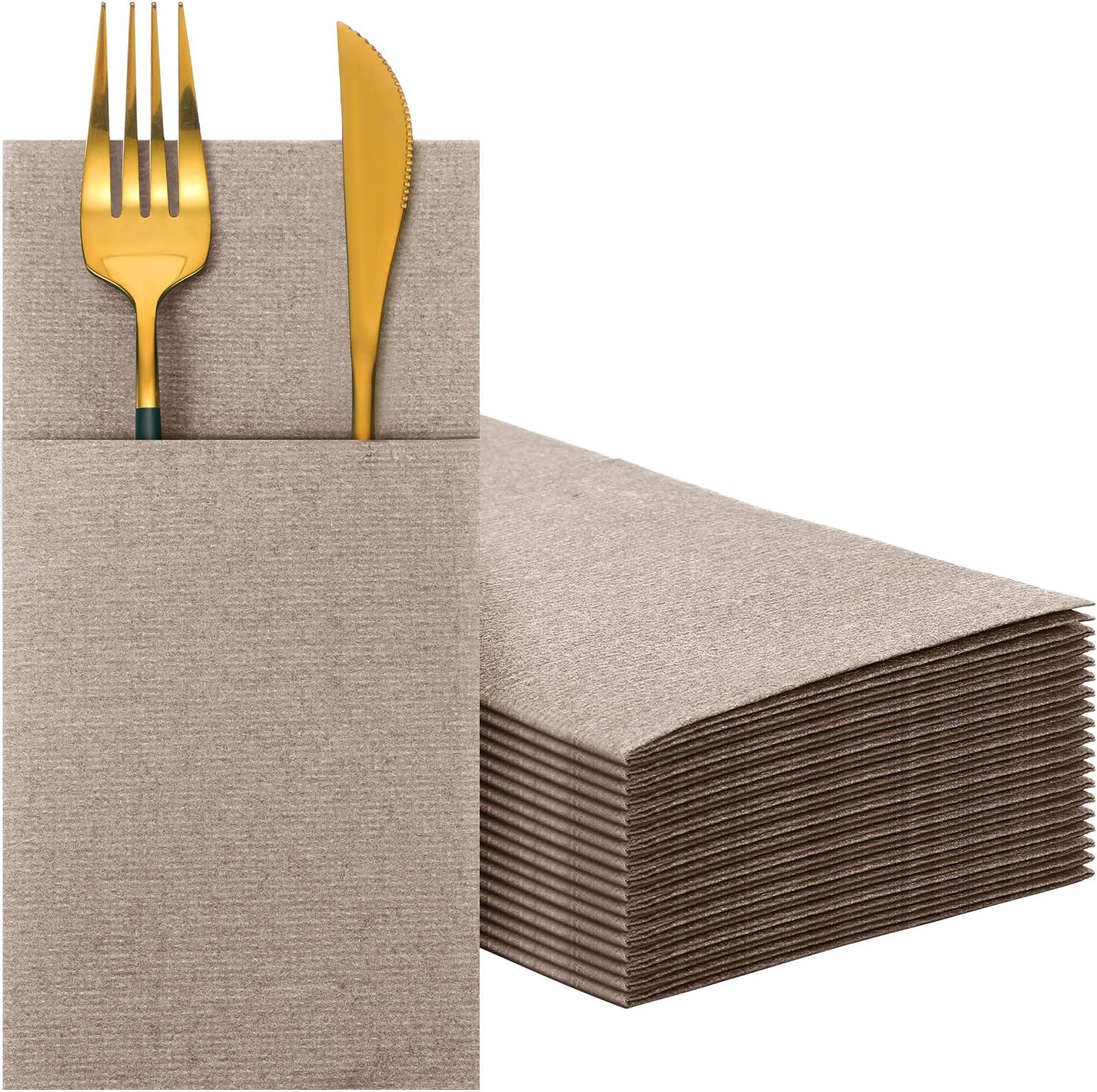 100 Pieces Wedding Disposable Linen Feel Napkins for