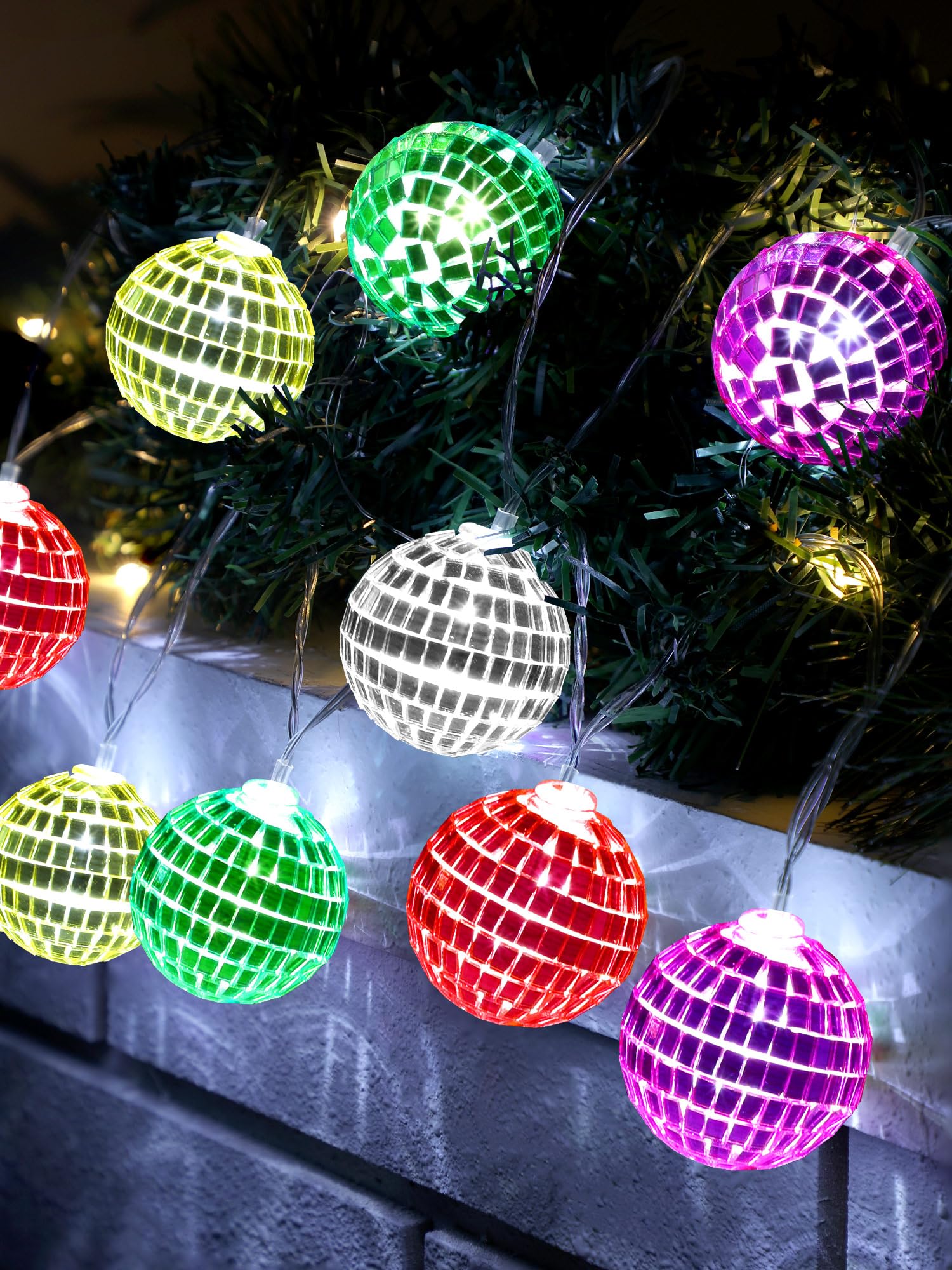 BBTO 10/20 LED Disco Ball String Lights, 1.57 Inch, Mixed