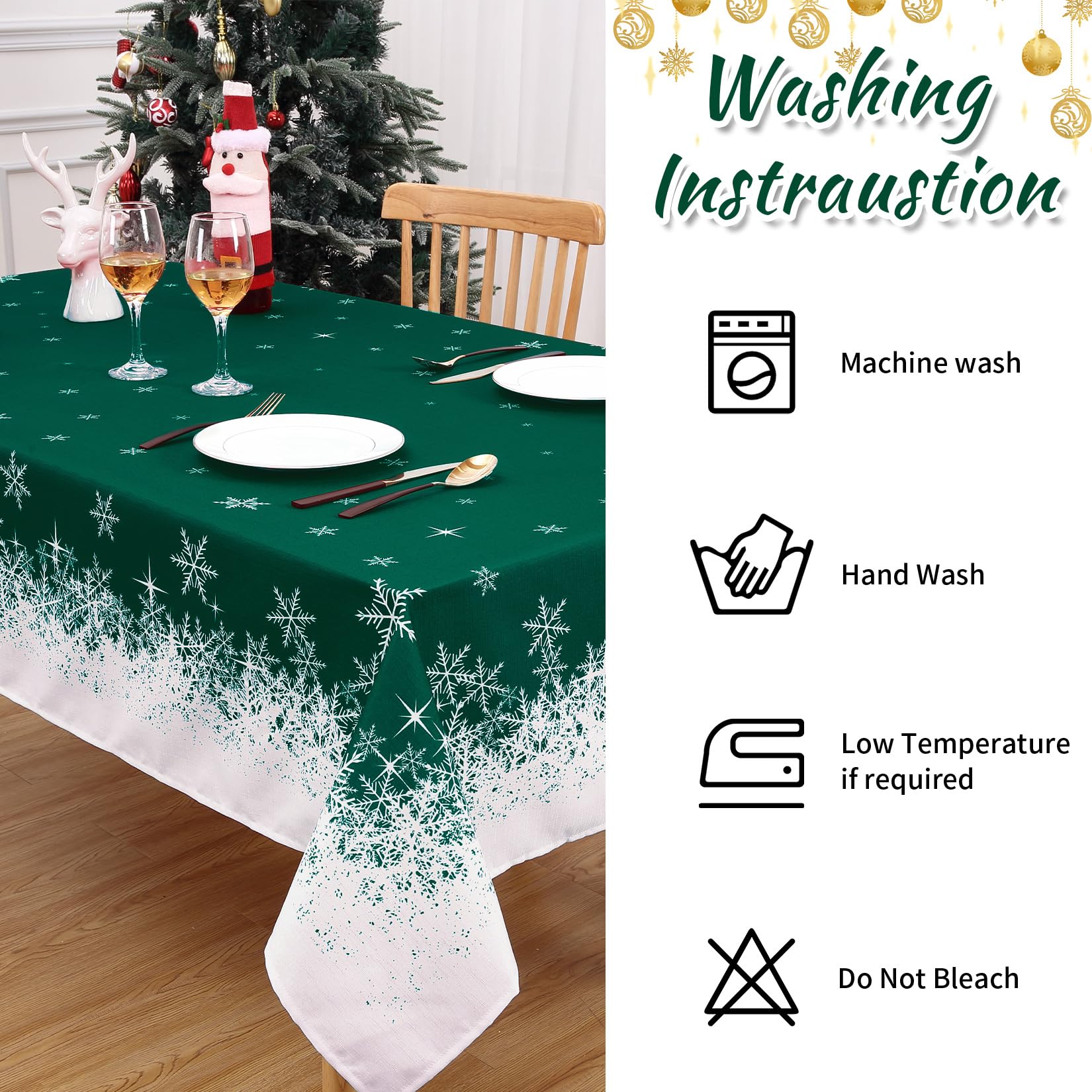 Nappe De Noël Avec Imprimé Flocon De Neige - Nappe En